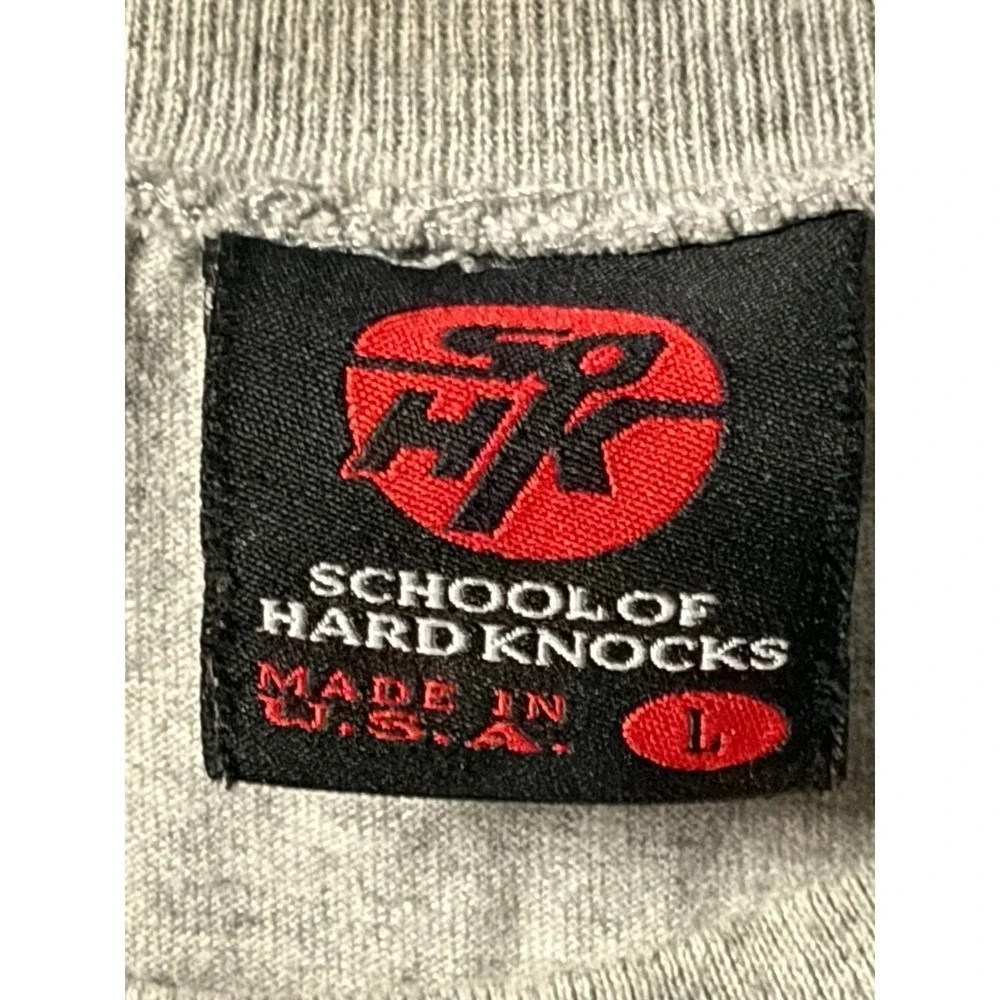 Vintage School of Hard‎ Knocks 90s DJ Graphic Muscle Tee Gray Made in USA Large